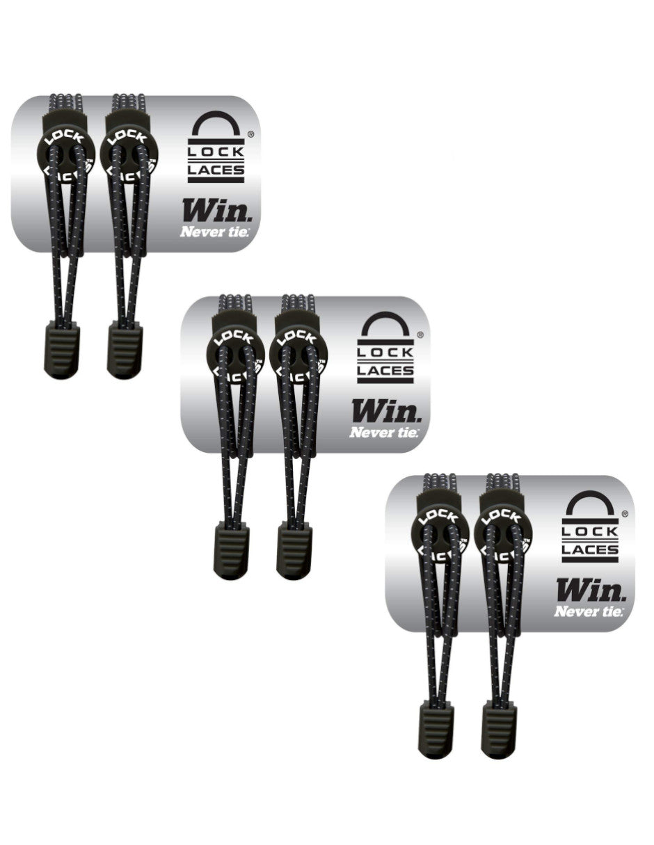Lock Laces - 3 Pack - Negro