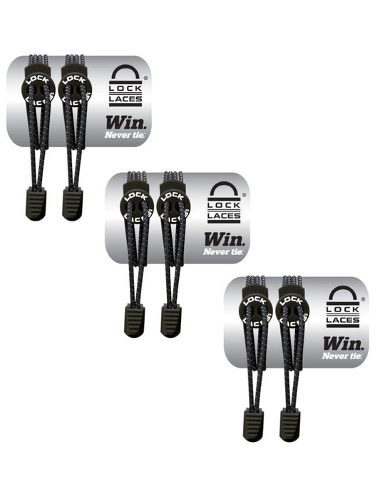 Lock Laces - 3 Pack - Negro
