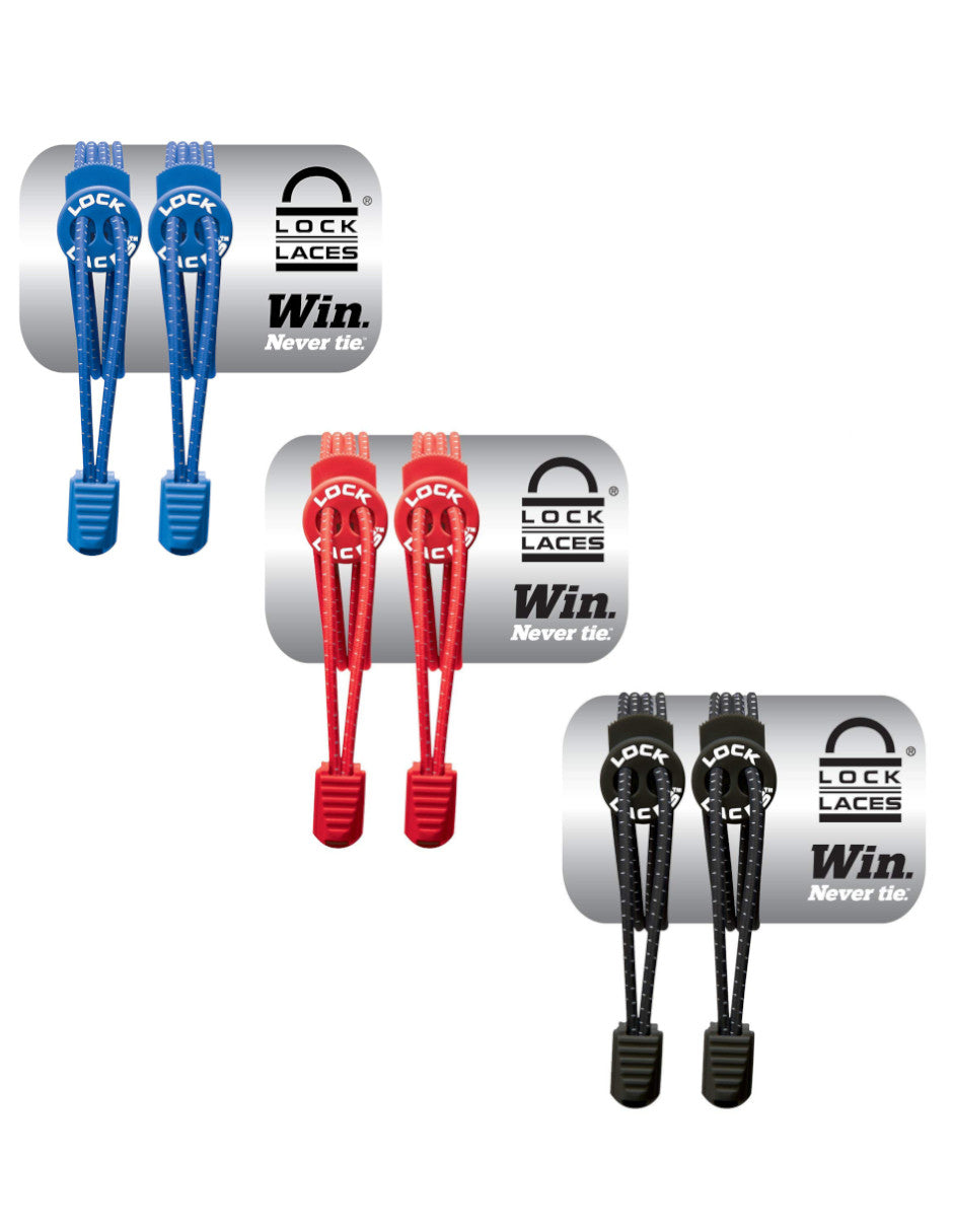 Lock Laces - 3 Pack - Azul, Rojo y Negro