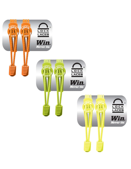 Lock Laces - 3 Pack - Naranja, Verde y Amarillo